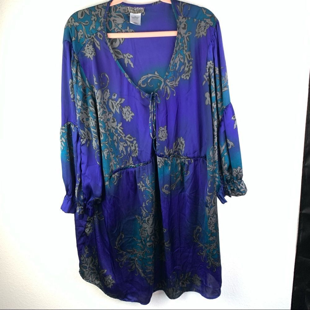 Evolution Satin Purple Floral Tunic
